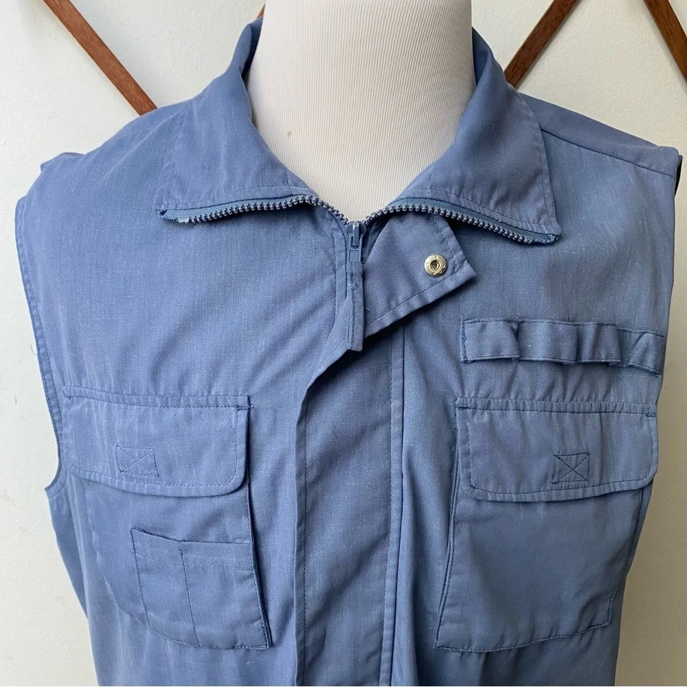 Vintage 90s Hunting Fishing Blue Utility Vest Large